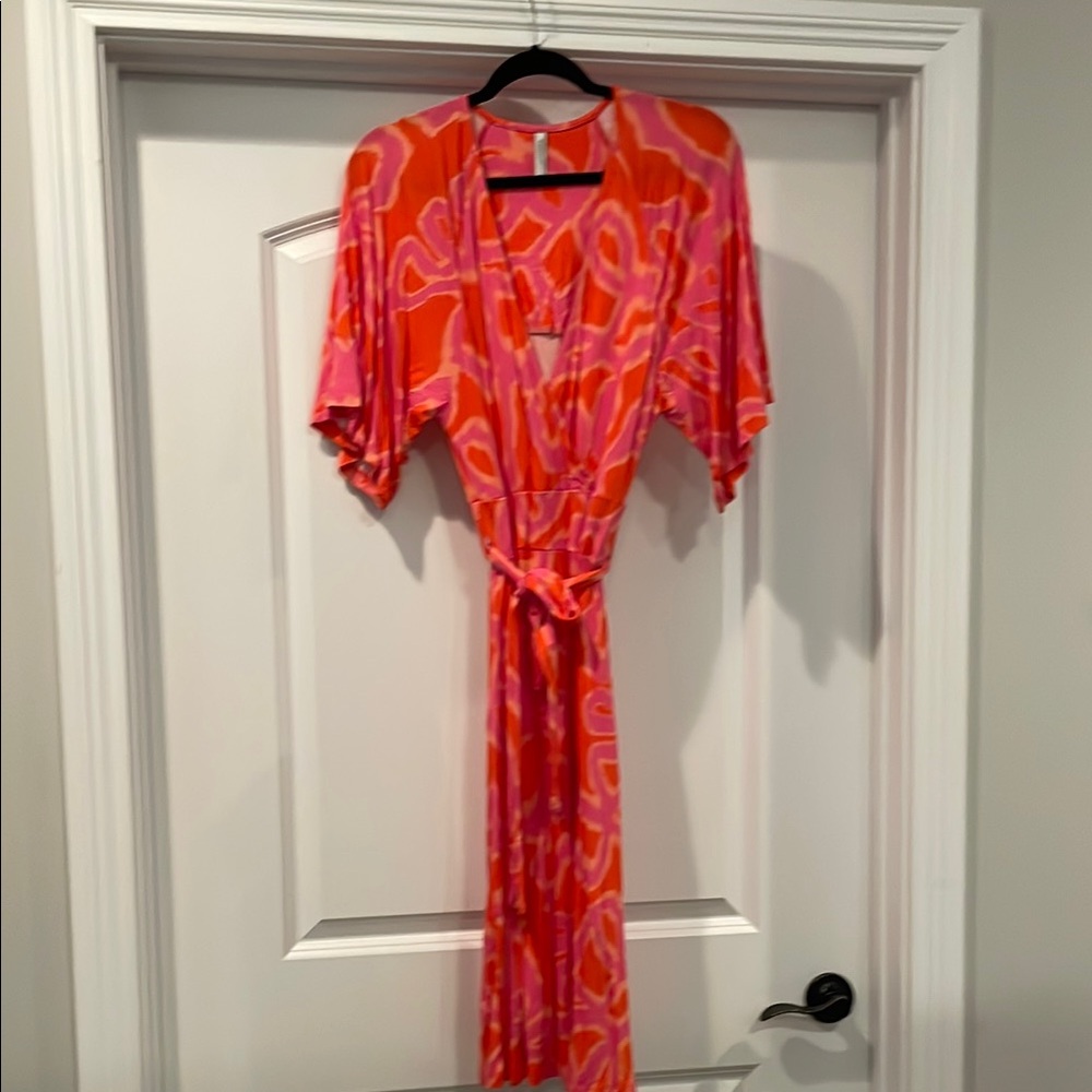 Vibrant Pink and Orange Women's Dress